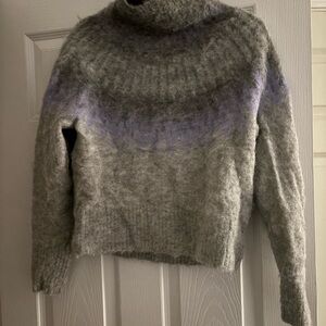 Banana Republic Heathered Gray and Lavender Turtleneck Sweater